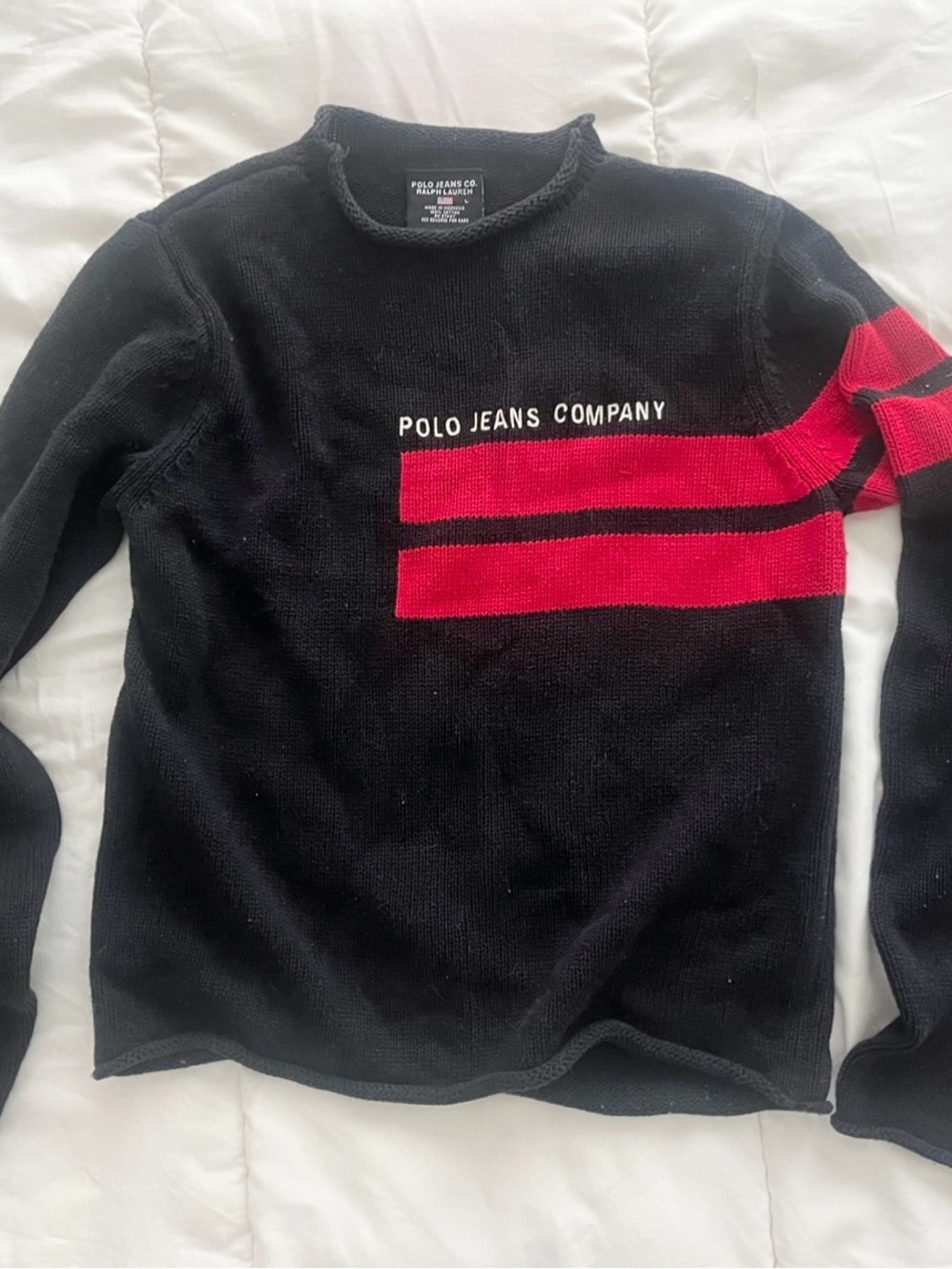 Polo by Ralph Lauren Vintage Crewneck Sweater with Red Stripe